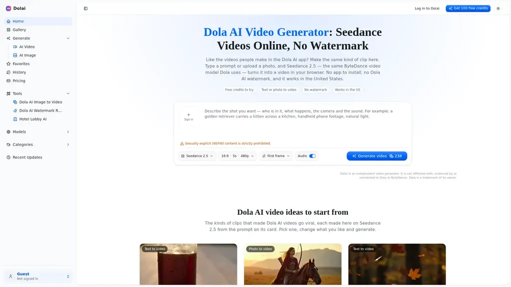 Dolai AI Video Generator - Main Image